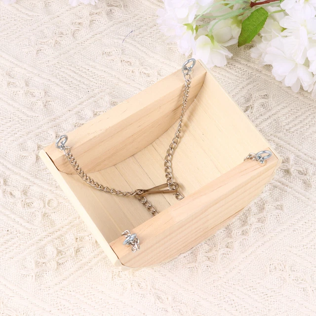 Parrot Swing Nest Small Animal Bed Toy Hanging Chain Boat Hamster Wood Hammock