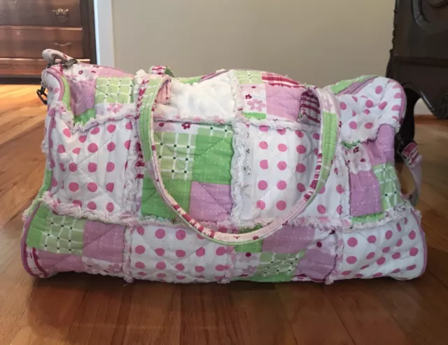 Girls Pink And Green Patchwork Overnight Bag