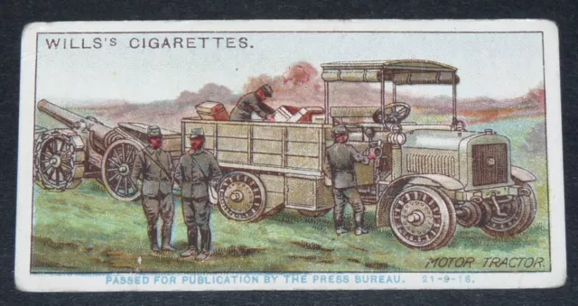 Wills Cigarettes Card 1916 Military Motors #40 Motor Tractor France Guerre 14-18