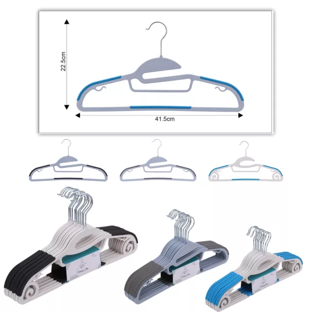 Appendiabiti IN Plastica Panno Velour Floccato Antiscivolo Curvo Pantaloni Abiti