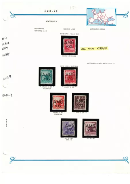 AMG VG Italy Trieste 1946 Definitive Set MLH on Bush Album Page