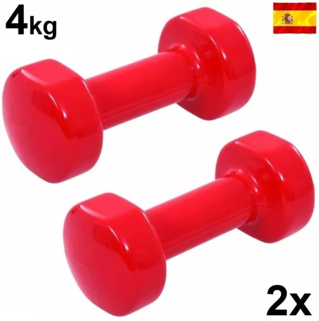 2x mancuernas pesas de 4kg cubierta en vinilo suave ejercicio gimnasia