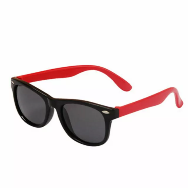 Kids Polarised Style Silicone Shatterproof Black Frame And Red Legs Sunglass