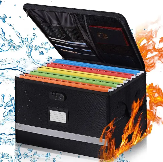 Fireproof Document Box, File Box Organizer for Letter/Legal Folders, Fireproof P