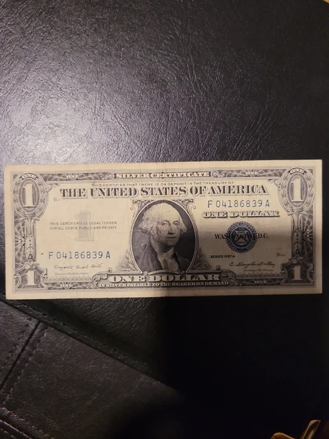 1957 Series A One Dollar Blue Seal Note Silver Certificate Old US Bill $1 Money