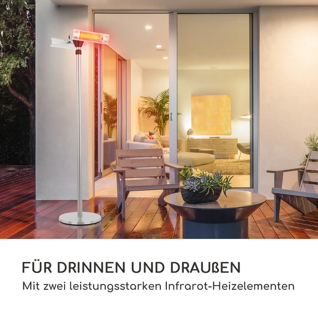 Heizstrahler Stand Terrassen Infrarot Heizgerät Garten Heizung 3000W IP55 Silber 3