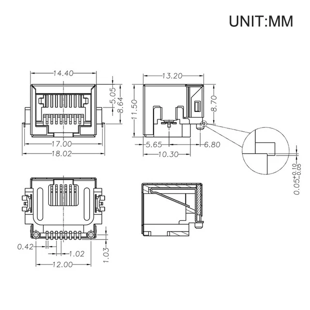 Smd Rj45 Conector 10PCS RJ45 NETWORK Ethernet Female Socket SMT SMD 8P8C Female Jack ...