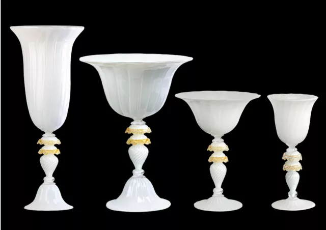 Pot Verre Coupe Et Bol Verre de Murano Blanc Fait à la Main En Italie