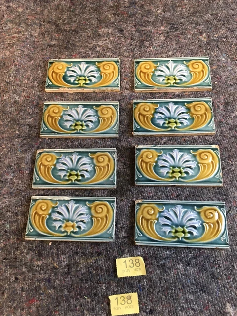 antique Art Nouveau fireplace tiles