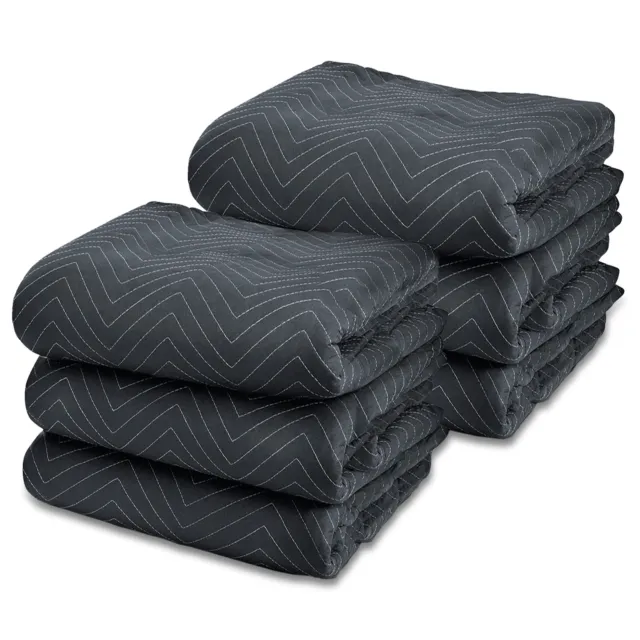 6 Moving Blankets Furniture Pads - Ultra Thick Pro - Black 40" x 72"