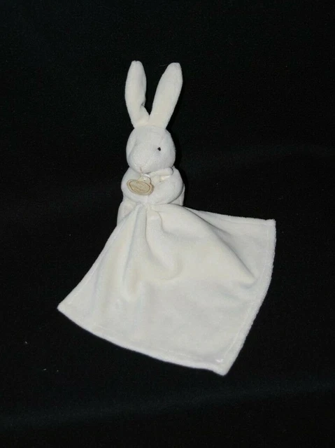 Peluche lapin mouchoir DOUDOU ET COMPAGNIE blanc crème 9/15 cm  assis TTBE