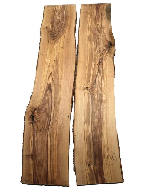 2x Bois D'Olivier Brett Olivier Bois 96x18-22cm x 23mm
