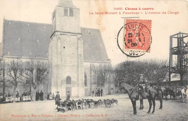 Cpa 60 La Saint Hubert A Fleurines / L'attente Du Clerge / Chasse