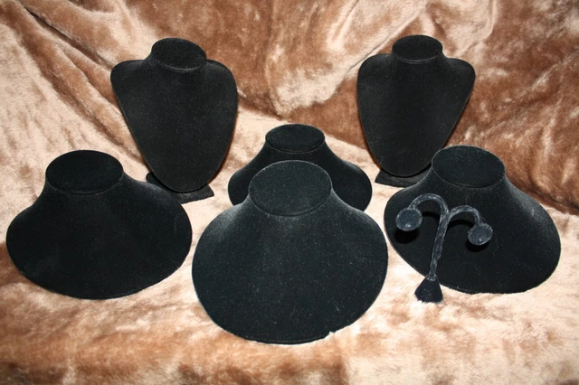 Jewlery Displays Lot Of 8, Necklaces & Earring Stand velvet like BLACK