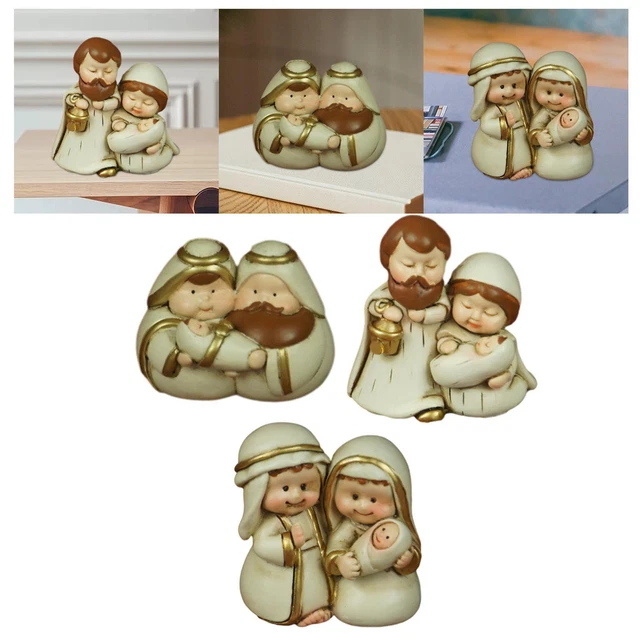 Figurine de Noël de la Sainte Famille,Ornements de figurine de la Sainte Famille - Figurines de Noël en résine Ornements de table de la Nativité,Petite statue d'intérieur de décoration religieuse pour