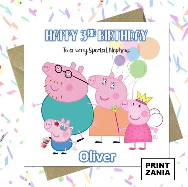 PERSONALISED BIRTHDAY CARD George Pig Peppa Pig Son Nephew Grandson ...