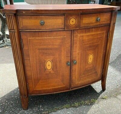Art Deco Commode Cabinet with Inlay Accents, Bronze Knobs