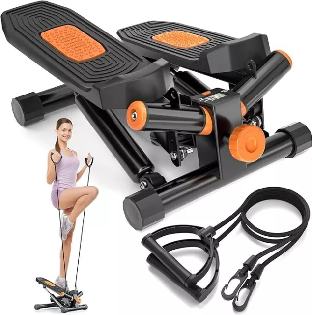Stair Steppers for Exercise, with Resistance Band, LCD Monitor, Fitness Climber
