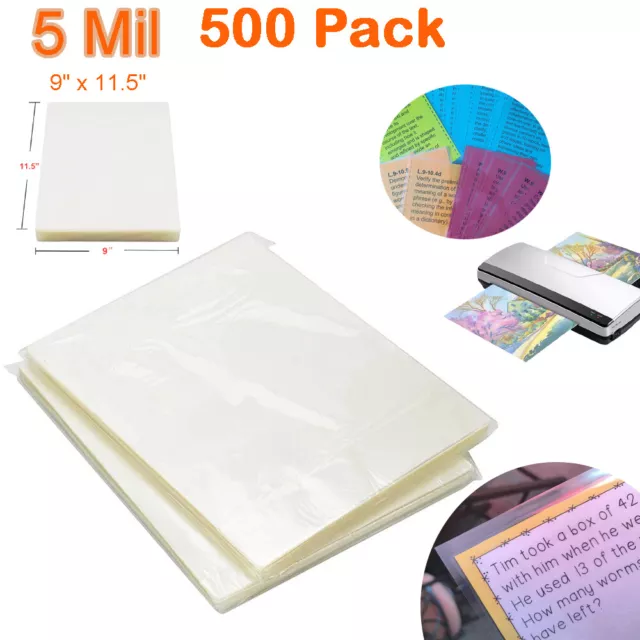 3 Mil Letter Size Clear Thermal Hot Laminating Pouches 500 Pack - 9 x 11.5 Sheet