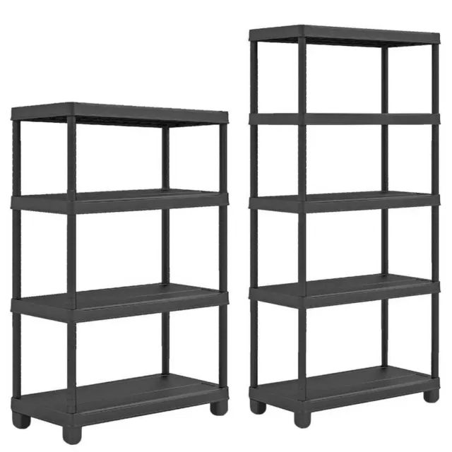 5 or 4 Tier Plastic Shelf Home Storage Shelving Unit Shelves Rack Racking Black