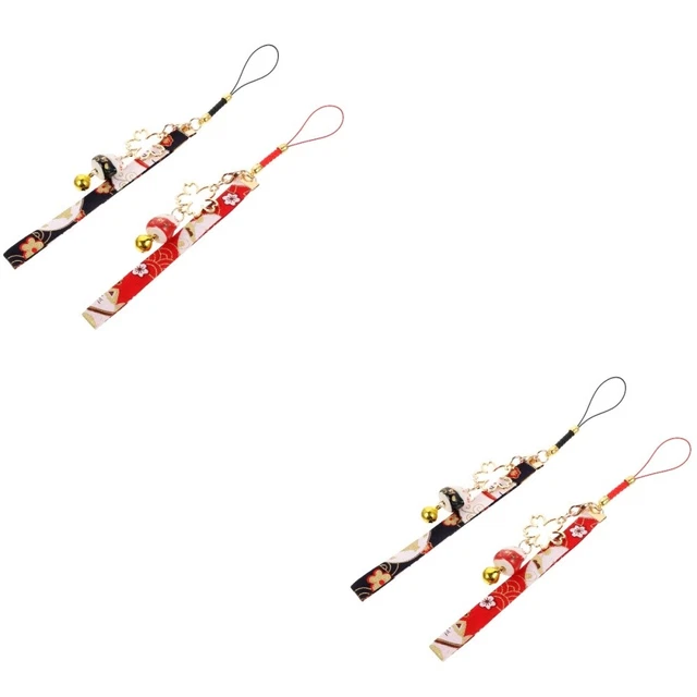 4 Pcs Fortune Cat Pendant Cell Phone Lanyard Strap Camera Cat Bell