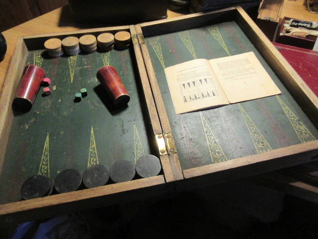 Ancienne Boîte De Jeu De Jacquet Backgammon En Bois - Complet Avec Jeu De Dames - France