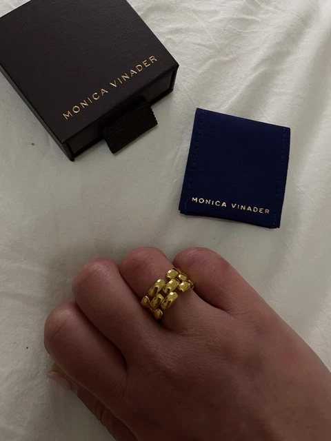 MONICA VINADER HEIRLOOM Woven Chain Ring 18ct Gold Vermeil Size