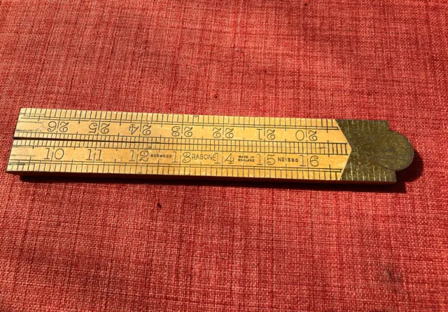 Vintage Rabone boxwood and brass 3 ft folding ruler/measure No. 1380