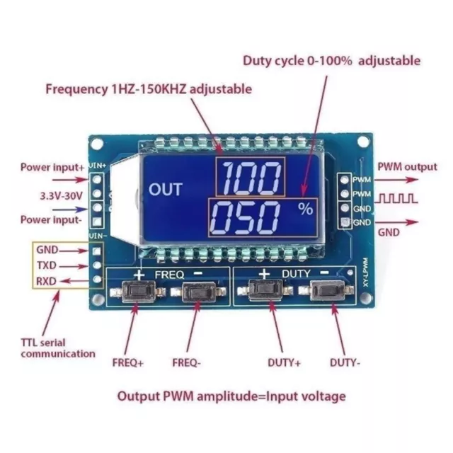 Signal generator PWM pulse frequency duty cycle adjustable module lcd 3Y-EW