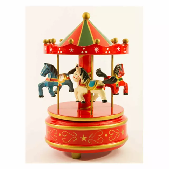 Mobile Carrousel Musical Carrousel Carillon en Bois Chevaux Rouge Moc