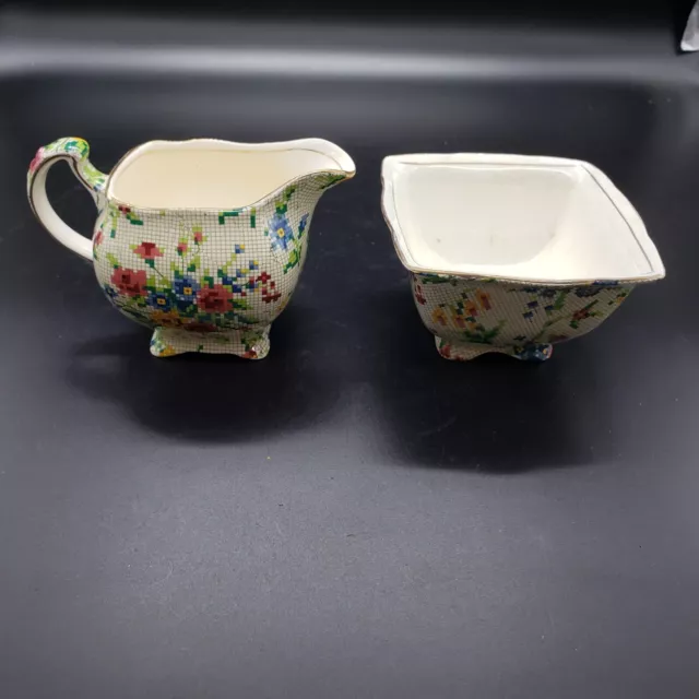 Vintage Chintz Royal Winton Queen Anne Creamer Open Sugar **