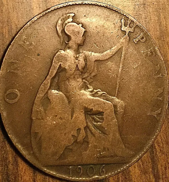 1906 Uk Gb Great Britain One Penny