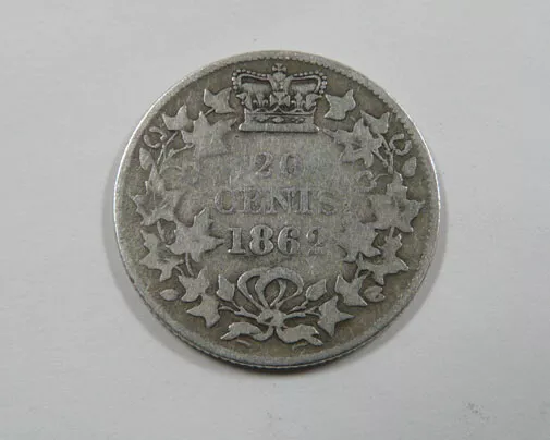 Canada New Brunswick Queen Victoria Silver 20 Cents 1862 RARE