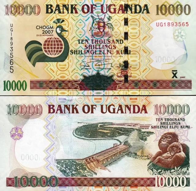 Uganda 10000 Shillings 2007, UNC, CHOGM 2007, Commemorative, P-48