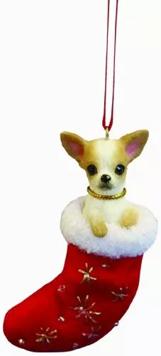 Chihuahua Christmas Stocking Ornament with "Santa's Little Pals" Hand Painted
