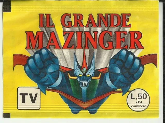 IL GRANDE MAZINGA MAZINGER BUSTINA DI FIGURINE piena e SIGILLATA del 1979