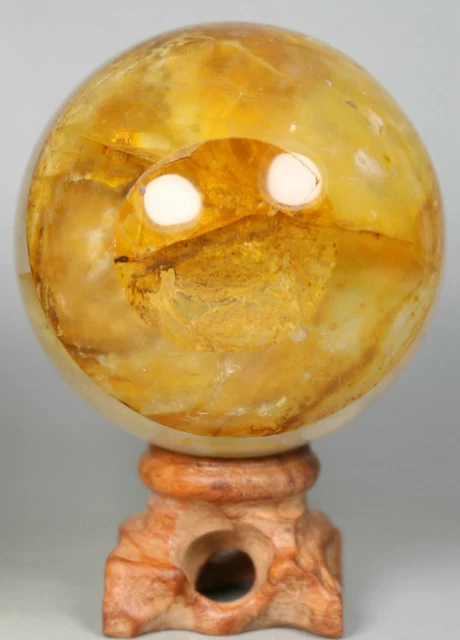 NATURAL Yellow PHANTOM MULTI-INCLUSIONS Rainbow CRYSTAL polishing sphere Ball