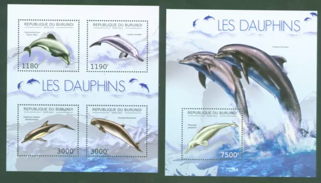Burundi 2012 - Delfine Dauphins Dolphins Delphine Delfini - 2843-46 + Block 293
