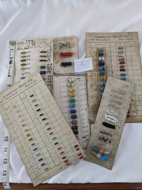 Antique vintage Art Deco 1920s carded bead sample  lot glass Basket seed # 8