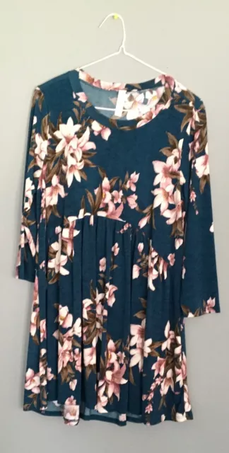 Honey Me Women’s Top/Tunic/Blouse/Dress Size Med Floral Flounce Soft Pullover