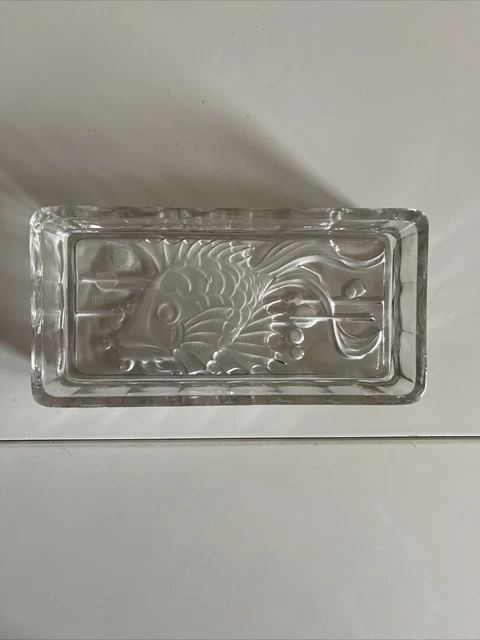 Coupelle vide poche en verre , décor de poisson