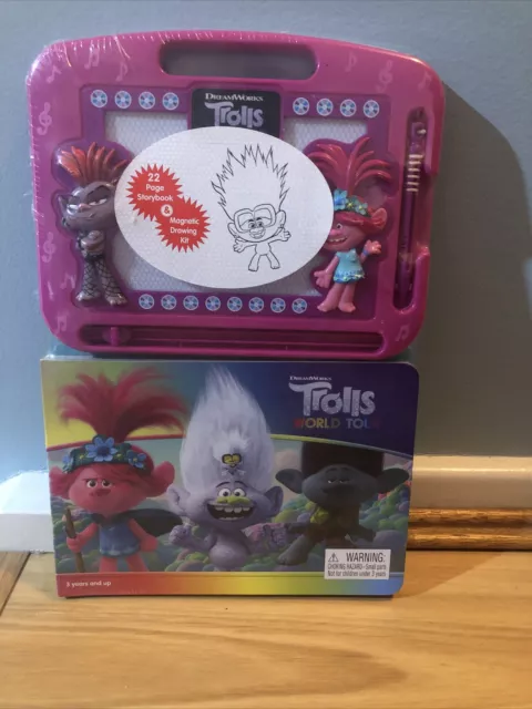 NEW Trolls World Tour Magnetic Drawing Kit And 22 Page Story Book