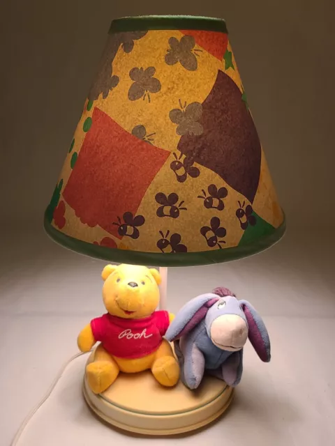 Vtg Disney Winnie the Pooh Eeyore Nightlight Desk Lamp & Shade Nursery Kids Room