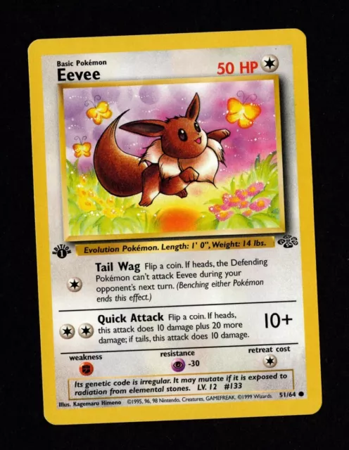 POKEMON Jungle 51/64 EEVEE 1st Edition Non-Holofoil 1999 NEAR MINT Lot 1