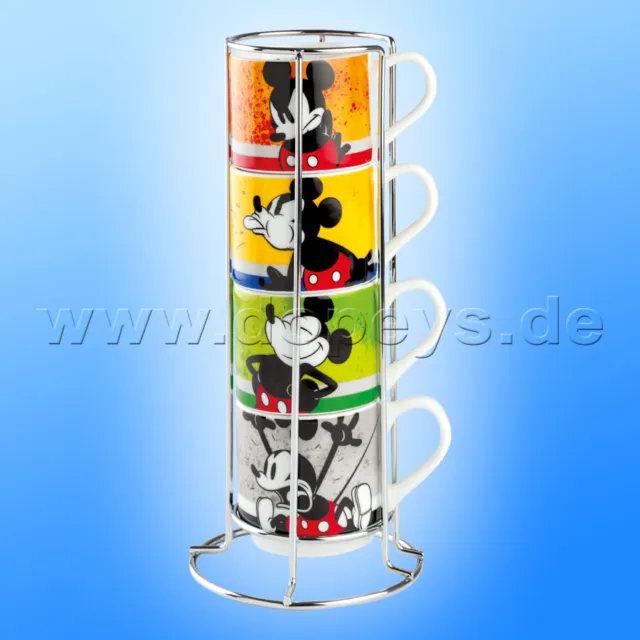 EGAN Disney Espresso Tassen "Mickey I Am" stapelbar 4er Set + Metallgestell, 8cl