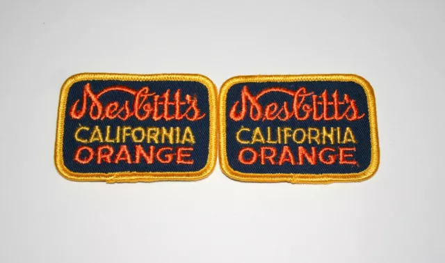 2 Vintage Nesbitt's California Orange Soda Advertising Cloth Patch New NOS 1960s