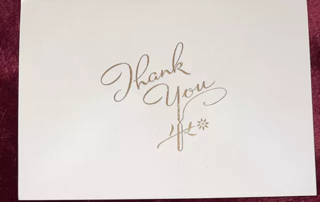 50 Gold Embossed Thank You Note Folded Cards Cream With Envelopes Vintage 1970s