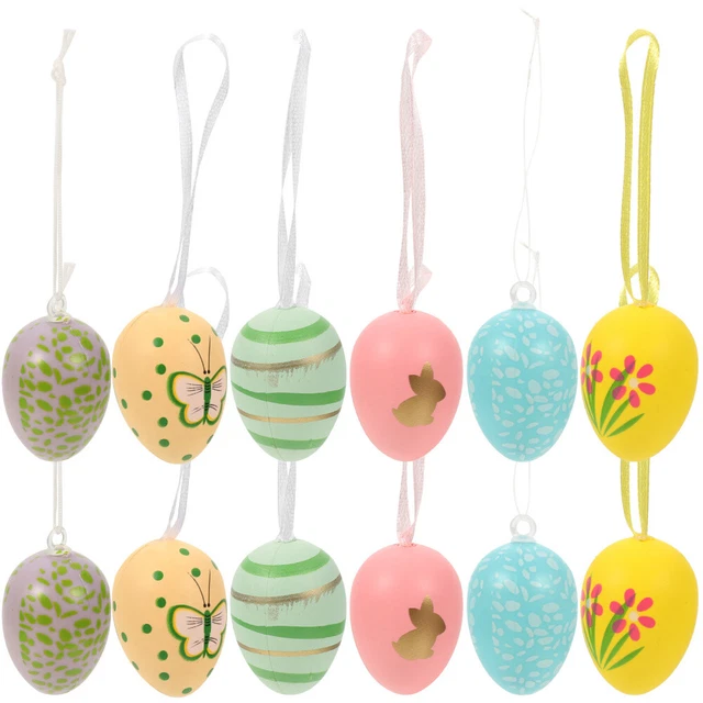 24 Pcs Ornamenti Pendenti Pasquali Uova Giocattoli Per Conigli Ceramica