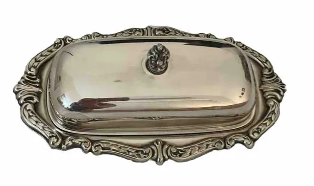 Sheridan Taunton Silversmiths Vintage Silver Plated Butter Tray And Cover