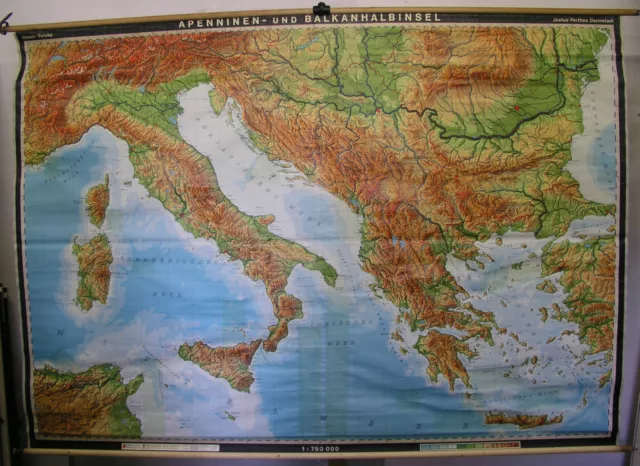 Tarjeta de Pared la Escuela Hermosa Mapa Schulkarte Alpes Hasta Creta 269x191cm